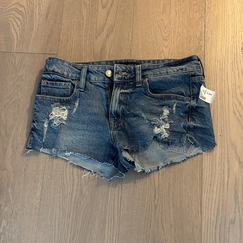 Aeropostale Dark Blue Distressed Jean Shorts